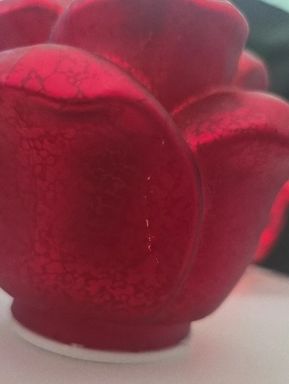 Red Glass Rose Votive Candle Holders - Set of 3